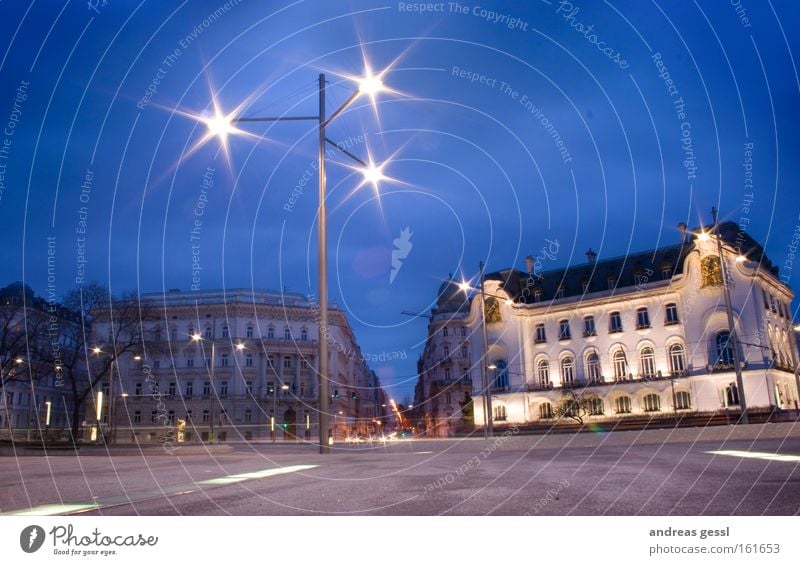 french embassy vienna Traffic infrastructure French longtime exposure Lamp Reflection HDR traffic Blue Sky