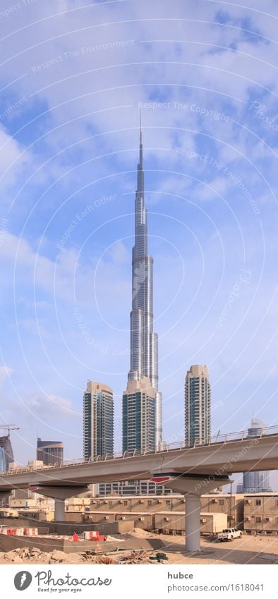 Burj Khalifa 2009 Town High-rise Tourist Attraction Landmark Monument Traffic infrastructure Road traffic Highway Overpass Build Driving Tall Blue Brown