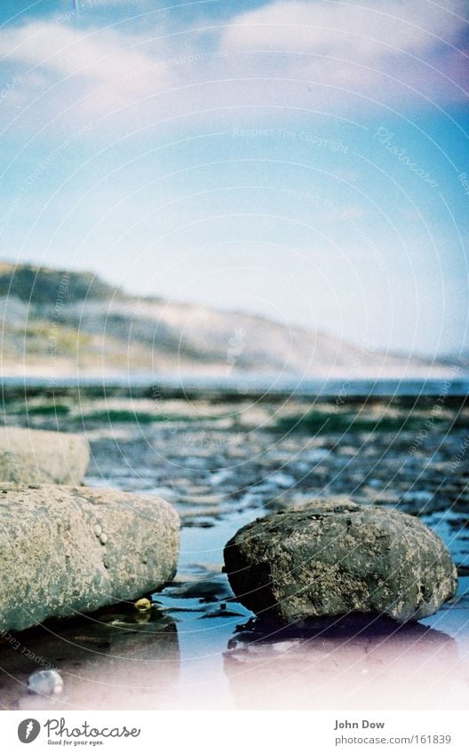 wetlands Colour photo Exterior shot Deserted Reflection Blur Forward Calm Beach Ocean Nature Landscape Water Clouds Beautiful weather Rain Rock Coast Stone