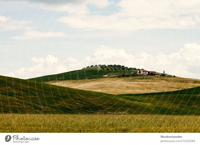 Tuscany Harmonious Calm Vacation & Travel Tourism Summer Summer vacation Mountain Hiking Nature Landscape Clouds Beautiful weather Grass Meadow Field Hill