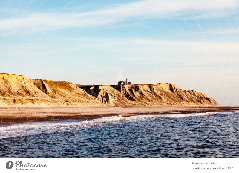 steep coast in Denmark Vacation & Travel Tourism Beach Ocean Landscape Elements Water Sun Sunrise Sunset Summer Beautiful weather Coast North Sea Lighthouse