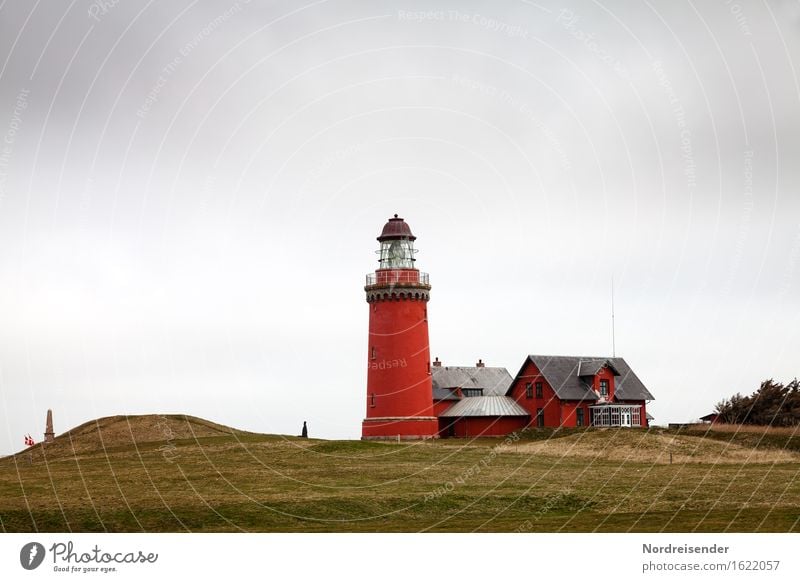 lighthouse Vacation & Travel Tourism Ocean Storm clouds Bad weather Wind Rain Meadow Coast North Sea Fishing village House (Residential Structure) Dream house