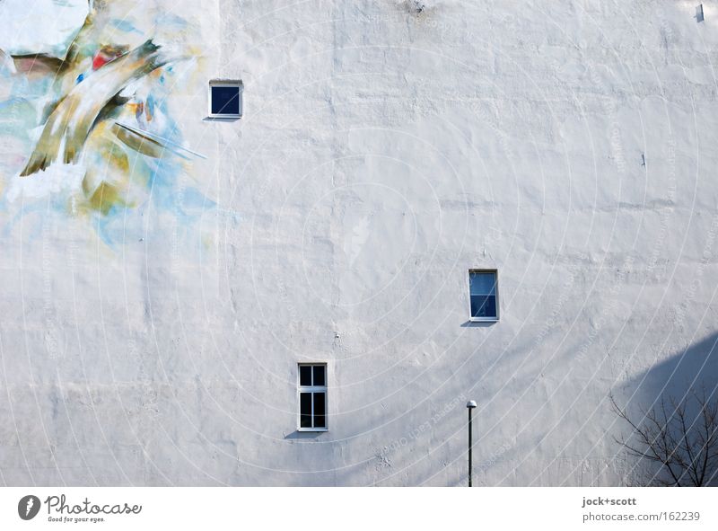 Light / Shadow Work of art Street art Downtown Berlin House (Residential Structure) Architecture Window White Inspiration Fire wall Painted Fashioned Paintwork