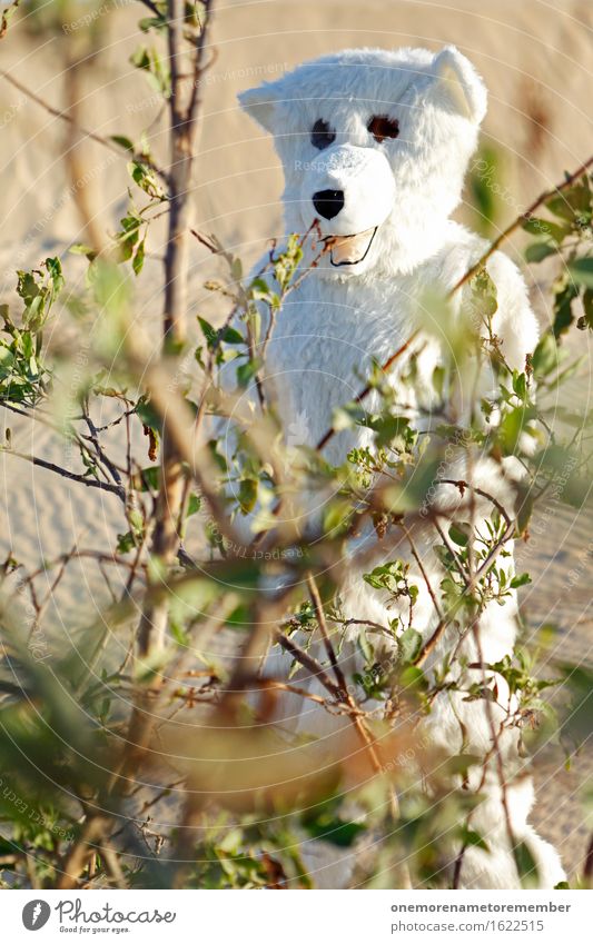 Top hiding place! Art Esthetic Polar Bear Bushes Desert Hide Wilderness Costume Joy Comical Funster The fun-loving society Disguised Colour photo Multicoloured