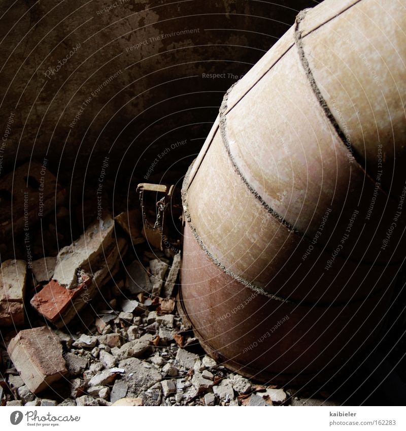 earthworm Colour photo Subdued colour Interior shot Detail Deserted Copy Space left Copy Space top Industry Energy industry Earth Industrial plant Ruin Conduit