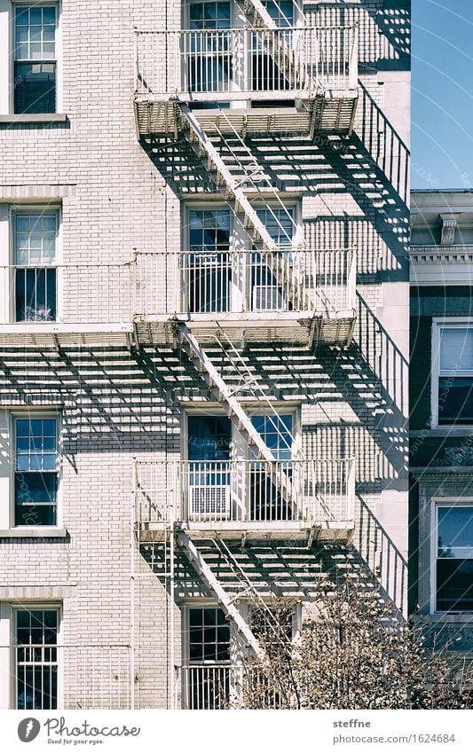 fire escape Town Fire ladder Blaze Safety Shadow New York City Colour photo Exterior shot