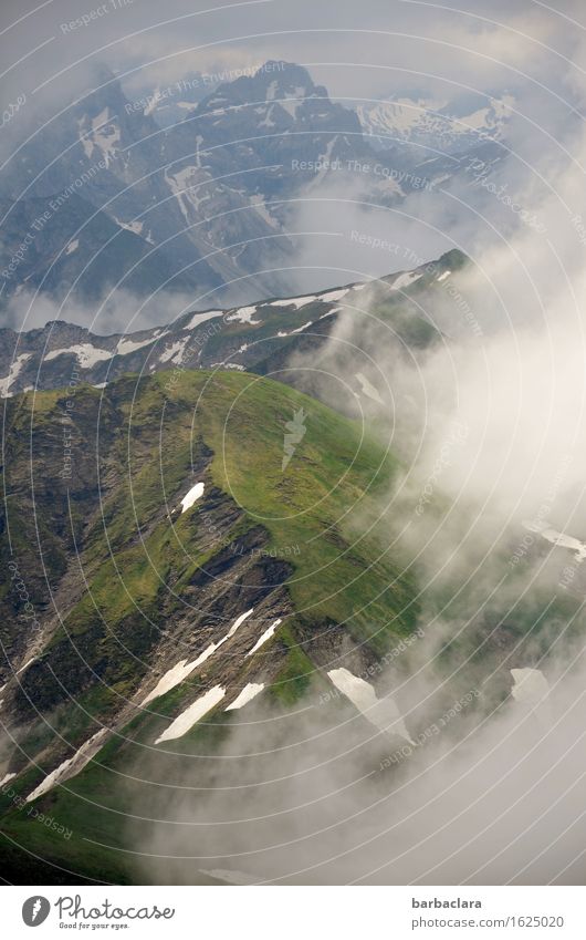 Evaporate ambiguities l Vacation & Travel Hiking Landscape Elements Earth Air Clouds Fog Alps Mountain Peak Snowcapped peak Infinity Tall Emotions Moody Freedom