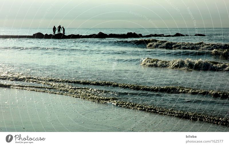 three friends 3 Human being Beach To talk Society Group Friendship Waves Water Salt Cooking salt Air Evening Moody Freedom White crest Trust Coast