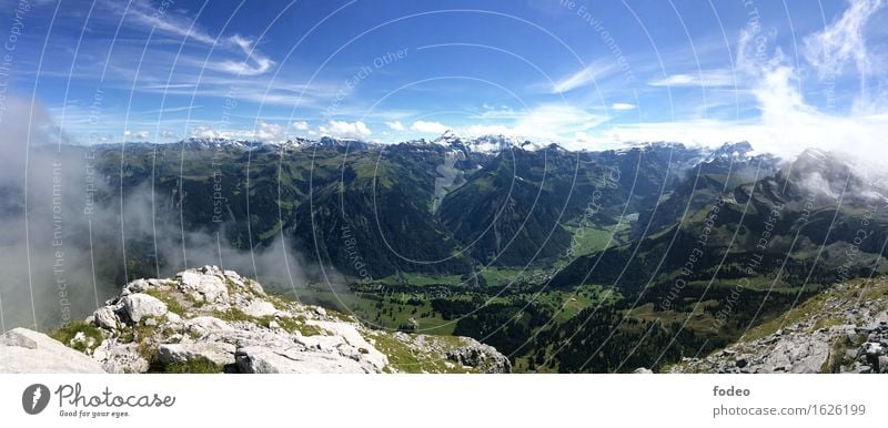 alpine mountain chain panorama Life Vacation & Travel Trip Adventure Freedom Summer Sun Mountain Hiking Climbing Mountaineering Nature Landscape Air Sky Horizon