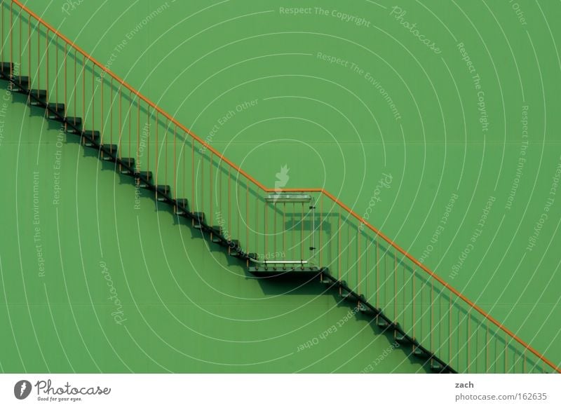 staircase Stairs Downward Factory Green Vantage point Upward Ascending Crash Diagonal Industry departure rail