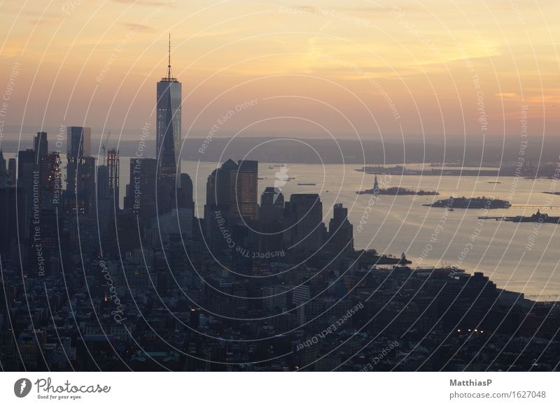 View over New York City from Empire State Building Far-off places Freedom Sightseeing City trip Landscape Sunrise Sunset Sunlight North America USA Capital city