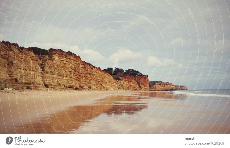 Algarve II Nature Landscape Summer Waves Coast Ocean Moody Portugal Low tide Lagos Relaxation Travel photography Vacation & Travel Mirror image Wind