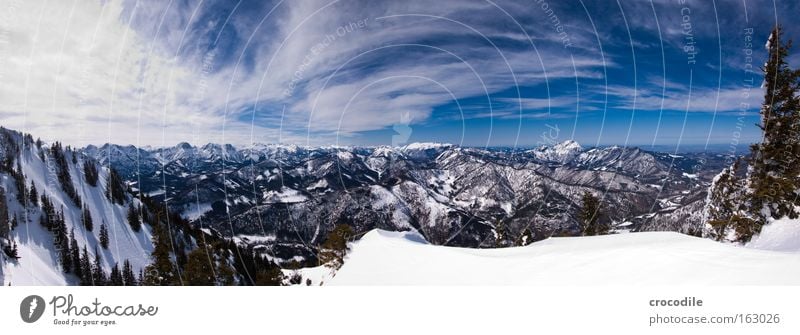 Snowboarders Paradise II Alps Austrian Alps German Alps Mountain Clouds Sky Tree Treetop Clump of trees Vantage point Valley Panorama (View) kasberg Large