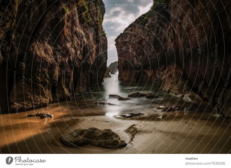 gate to the sea Nature Landscape Sand Water Sky Clouds Storm clouds Horizon Summer Weather Beautiful weather Rock Canyon Coast Beach Fjord Ocean Dark Gigantic