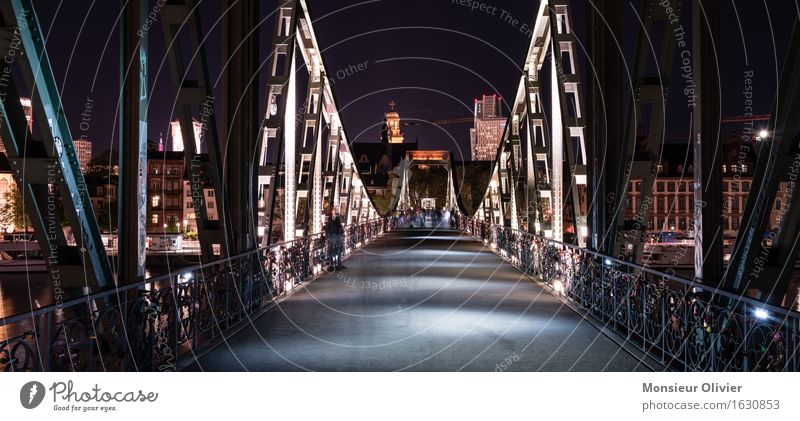 Road to Dribbdebach, Iron Bridge, Frankfurt, Germany, 2016 Town Manmade structures Steel Historic Night shot Long exposure Eiserner Steg hibbdebach dribbdebach