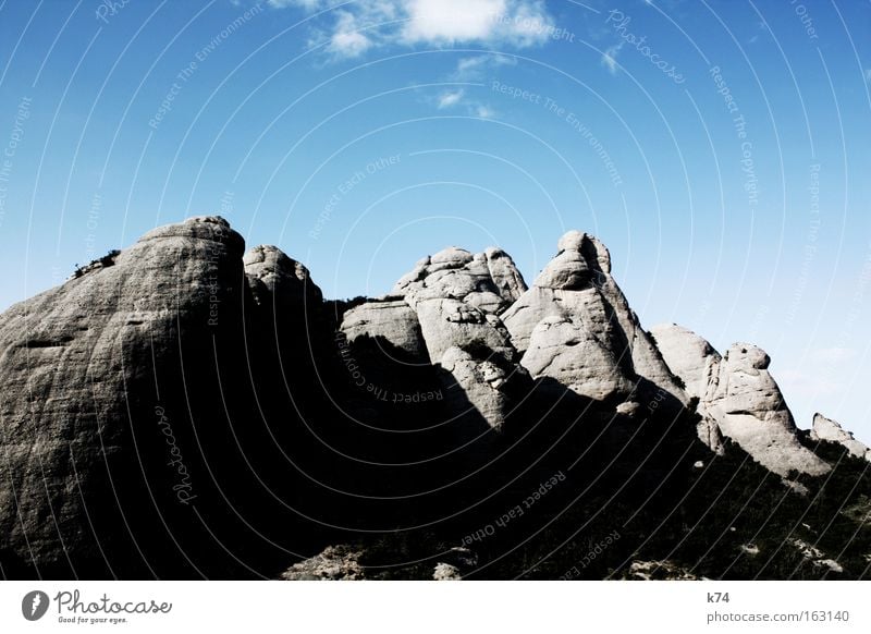 mountain Mountain Peak Calm Power Elements Sky Panorama (View) Stone Rock Barcelona Force Montserrat Large