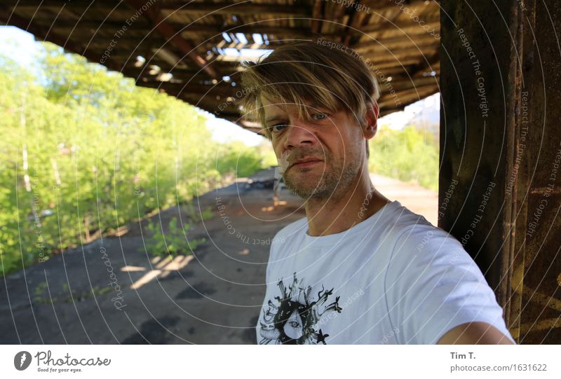 Railway station of life Human being Masculine Head 1 45 - 60 years Adults Berlin Loneliness oneself Selfie Train station Colour photo Exterior shot Day