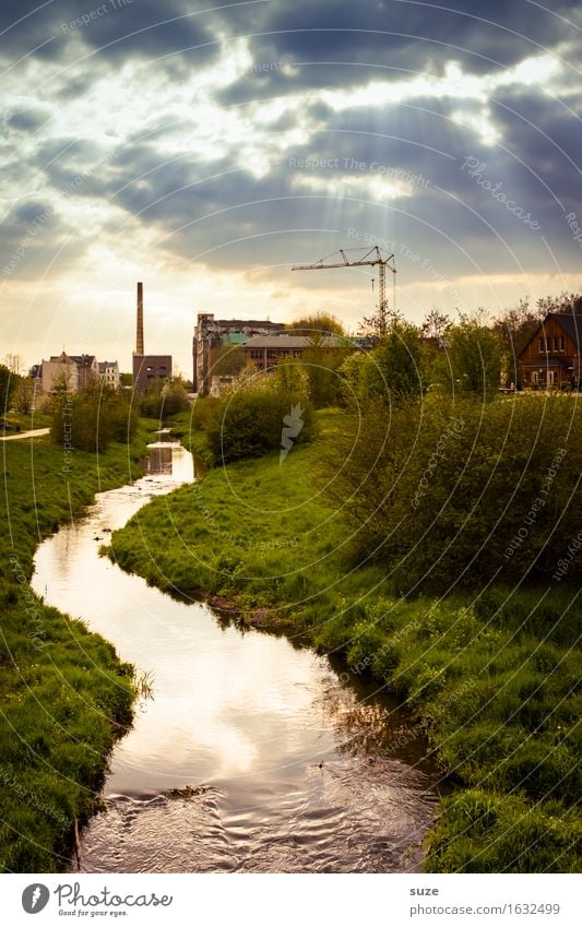 The Finished One Factory Industry Environment Nature Landscape Water Sky Clouds Storm clouds Climate Climate change Weather Meadow River bank Brook Town