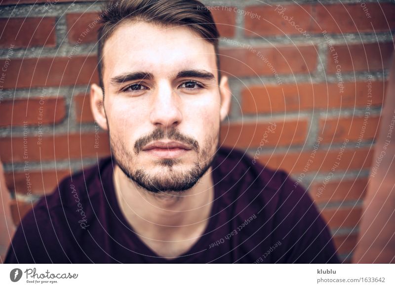 Handsome caucasian young man Lifestyle Style Happy Beautiful Face Leisure and hobbies Academic studies Camera Man Adults Environment Town Beard Smiling