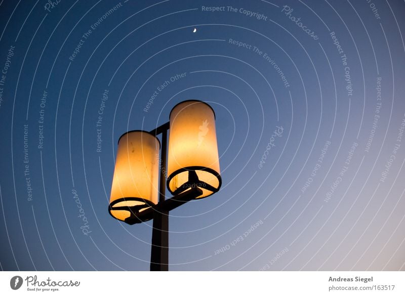 lighting components Colour photo Exterior shot Detail Deserted Copy Space right Neutral Background Evening Twilight Light Contrast Sky Cloudless sky Night sky