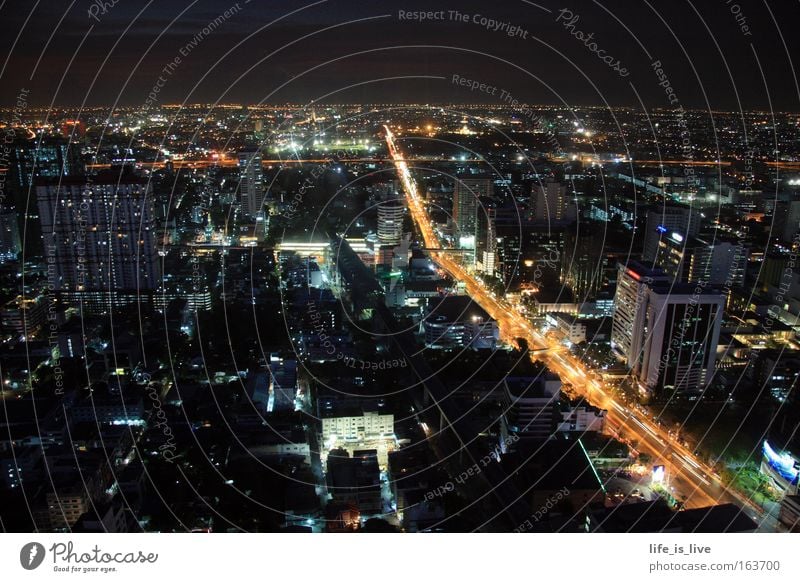 In the ecstasy of the night Colour photo Deserted Copy Space top Night Long exposure Panorama (View) Vacation & Travel Far-off places Night life Bangkok