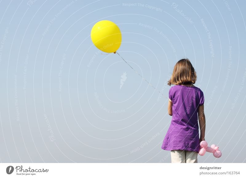 untroubled Colour photo Exterior shot Copy Space left Copy Space bottom Neutral Background Day Deep depth of field Rear view Looking away Girl Infancy 1