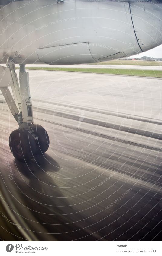 departure Colour photo Subdued colour Deserted Aviation Airplane Passenger plane Propeller aircraft Airport Airfield Runway Airplane landing Airplane takeoff