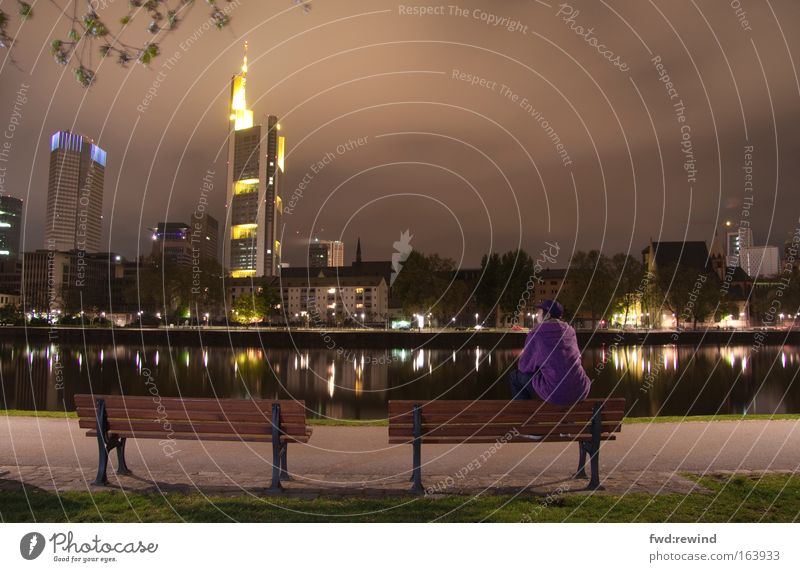 Dreamer with a penny Colour photo Exterior shot Copy Space top Night Flash photo Long exposure Long shot Rear view Looking away Luxury Sightseeing City trip