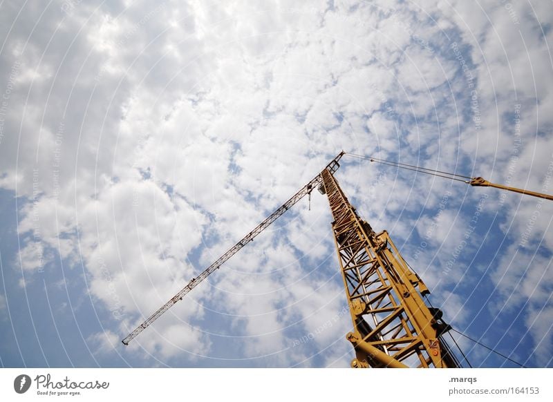 Lift one Colour photo Exterior shot Copy Space left Copy Space top Day Worm's-eye view Wide angle Work and employment Profession Construction site Industry SME