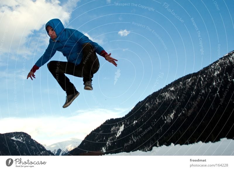 mountain festival Colour photo Exterior shot Copy Space right Copy Space top Day Evening Central perspective Full-length Forward Human being Masculine 1