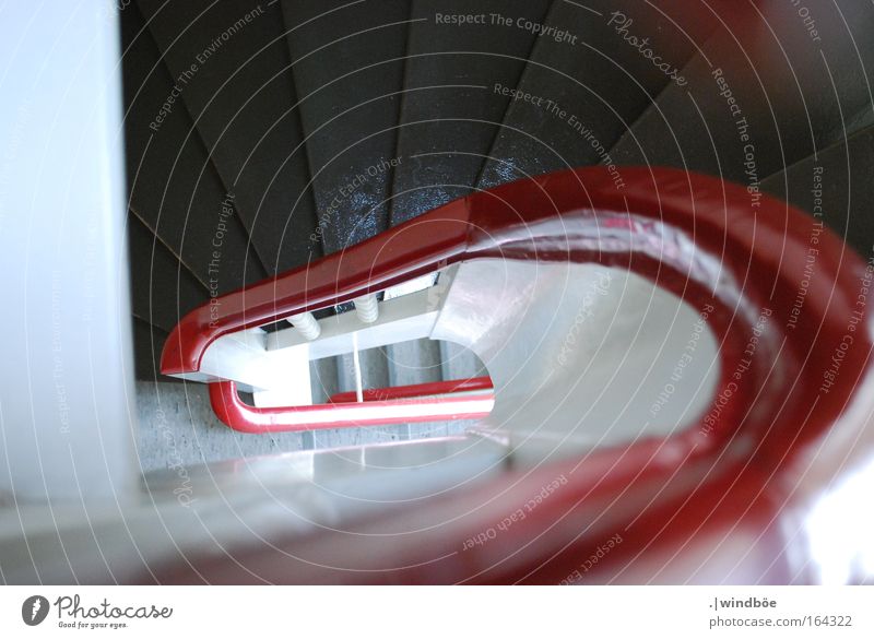 View down Colour photo Interior shot Deserted Bird's-eye view Münster Germany Europe House (Residential Structure) Architecture Stairs Walking Old Red White