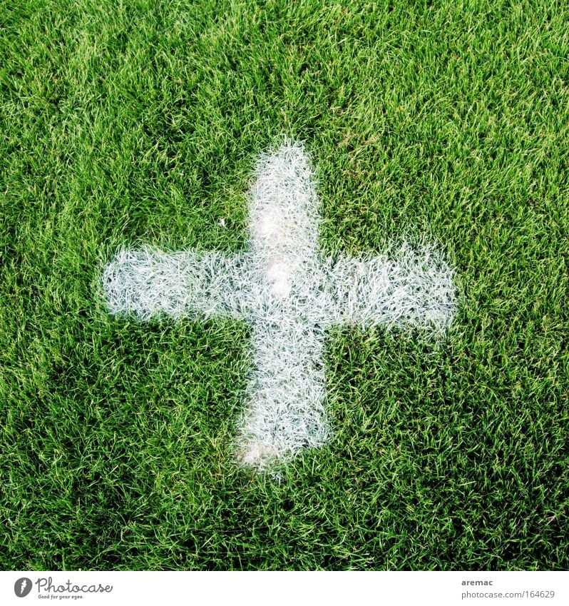 penalty spot (Zeitgeist version) Colour photo Exterior shot Close-up Deserted Bird's-eye view Downward Leisure and hobbies Playing Ball sports Football pitch