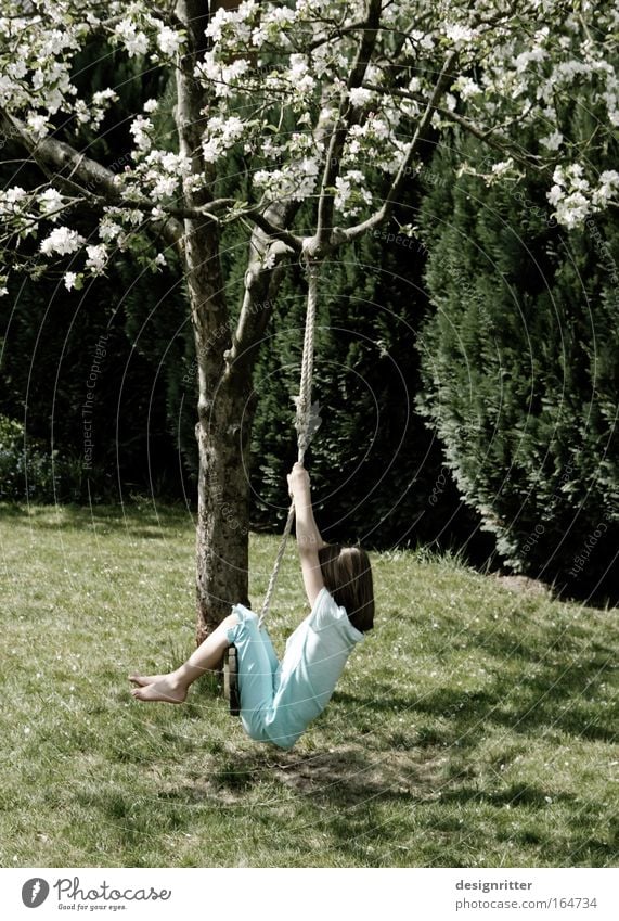 hang out Colour photo Subdued colour Exterior shot Day Shadow Contrast Deep depth of field Full-length Profile Playing Children's game Freedom Garden Parenting