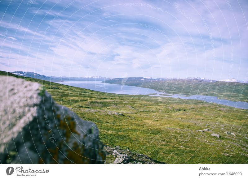 outlook Mountain Hiking Landscape Rock Lake Above Scandinavia Colour photo Exterior shot Day Bird's-eye view