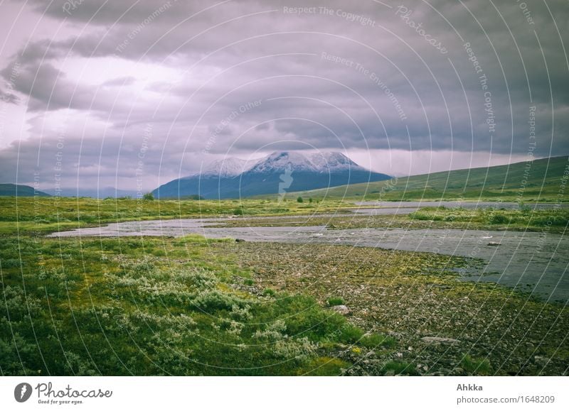 freshly powdered Vacation & Travel Adventure Far-off places Freedom Landscape Summer Bad weather Mountain Snowcapped peak River Plain Horizon Target