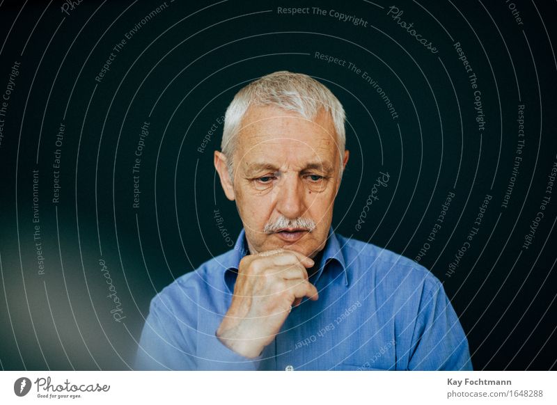 thoughtful old man with white hair Human being Masculine Male senior Man Grandfather Senior citizen Life 1 60 years and older Shirt White-haired Short-haired