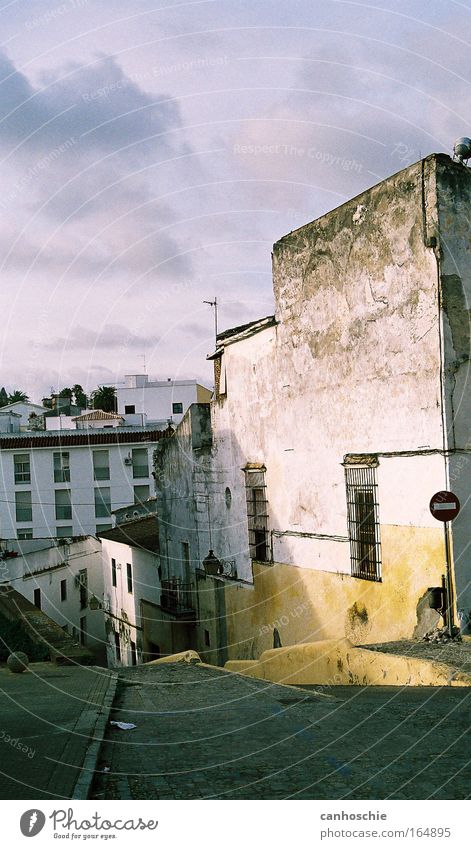 beautiful facade Multicoloured Exterior shot Deserted Sunlight Small Town Facade Concrete Road sign Uniqueness Identity Architecture