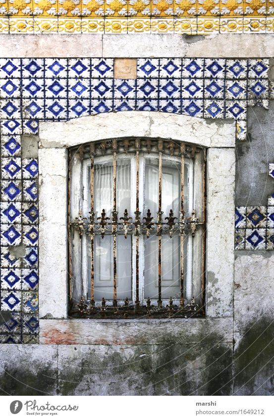 weary Facade House (Residential Structure) Wall (barrier) Tile Living or residing Inhabited Old Lisbon Portugal Apartment Building Wall (building) Multicoloured