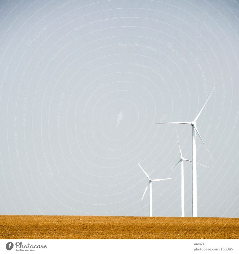 wind power Technology Energy industry Renewable energy Wind energy plant Nature Landscape Sky Cloudless sky Field Work and employment Authentic Elegant Above