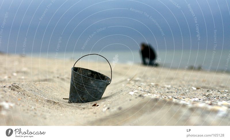 Searching Human being Masculine Man Adults 1 Art Media Print media Nature Landscape Sand Water Sky Horizon Weather Beautiful weather Coast Beach North Sea