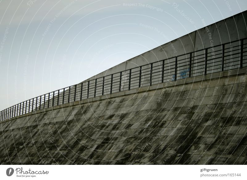 xing Colour photo Exterior shot Copy Space left Copy Space top Day Sky Cloudless sky Deserted Architecture Wall (barrier) Wall (building) Bridge railing