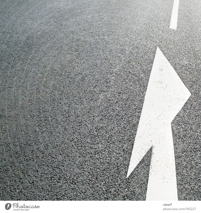 to the end! Black & white photo Exterior shot Detail Deserted Copy Space left Deep depth of field Bird's-eye view Transport Traffic infrastructure Street