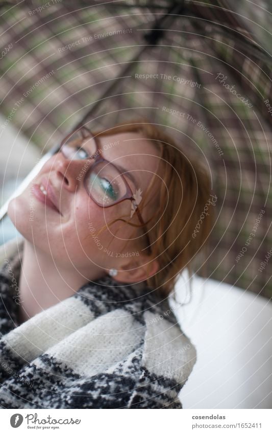 Young woman with umbrella University & College student Feminine Youth (Young adults) Woman Adults 1 Human being 18 - 30 years Weather Bad weather Storm Rain