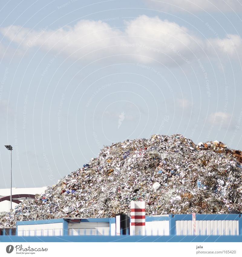 metal mountain Colour photo Exterior shot Deserted Copy Space top Day Workplace Sky Industrial plant Blue Red White Environment Environmental pollution