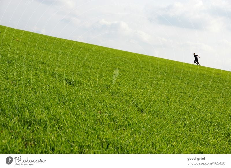 Facing the recession Leisure and hobbies Summer Sun Human being Masculine Man Adults 1 Environment Nature Landscape Sky Clouds Spring Grass Park Meadow Hill