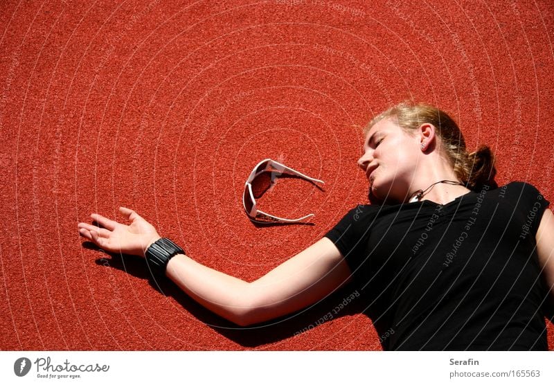 SunDeath Colour photo Exterior shot Experimental Copy Space top Sunlight Portrait photograph Upper body Front view Closed eyes Style Design Human being Feminine