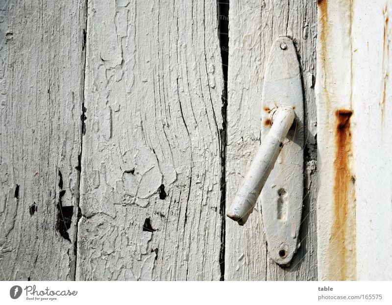 come in Subdued colour Exterior shot Detail Copy Space left House (Residential Structure) Hut Ruin Wall (barrier) Wall (building) Door Stone Wood Metal Rust