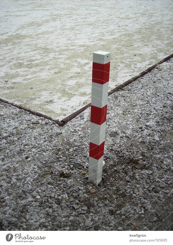 corner posters Colour photo Subdued colour Exterior shot Deserted Copy Space left Copy Space top Day Sporting grounds Signs and labeling Pole Brown Red White