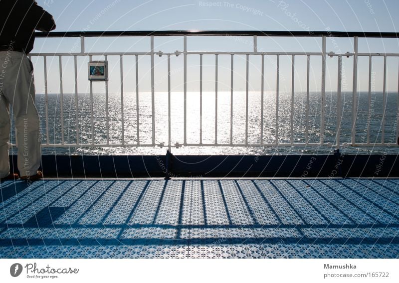 On deck Colour photo Exterior shot Day Light Shadow Contrast Reflection Sunlight Central perspective Looking away Vacation & Travel Far-off places Freedom