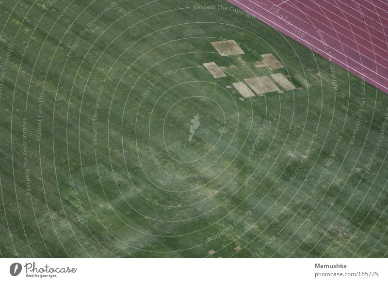 stadium Colour photo Exterior shot Deserted Day Bird's-eye view Sporting Complex Football pitch Stadium Racecourse